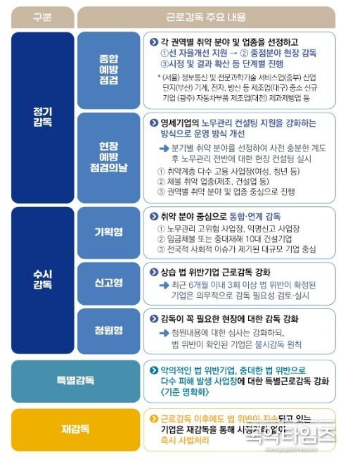 2025년 사업장 근로감독 분야별 계획